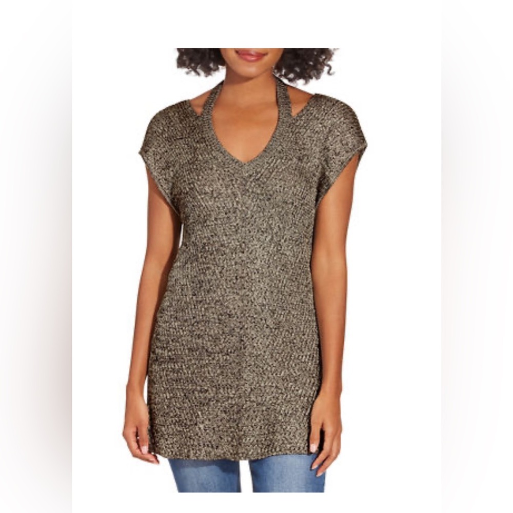 Boston Proper Andrea Jovine Brand Marbled Haltered Strap Sweater Tunic